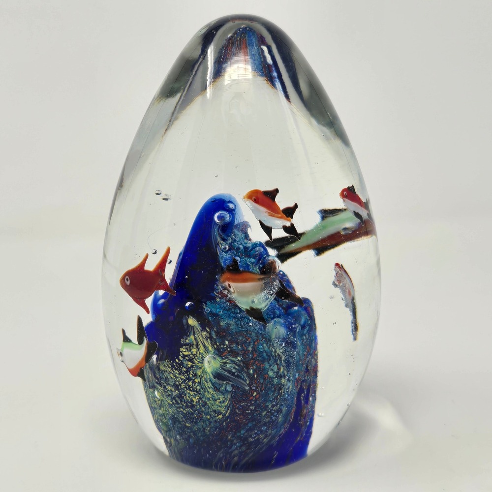Vintage Murano Style Glass Paperweight Aquarium Fish Ocean Decor Art Handmade - Picture 4 of 9